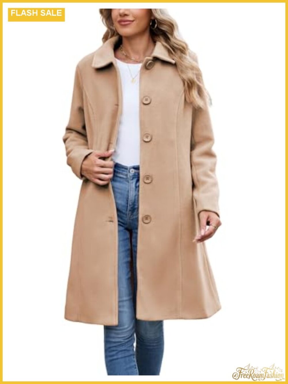 Women's Wool Blend Peacoat Single Breasted Longline